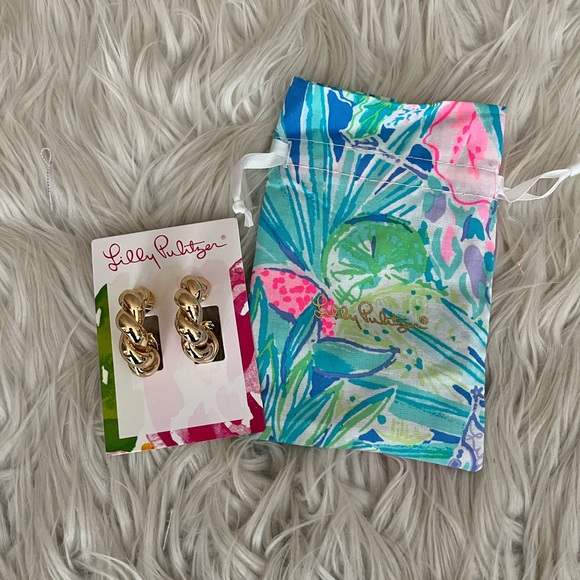 Lilly Pulitzer Jewelry - {Lilly Pulitzer} Island Escape Twist Hoop Earrings in Gold - NWT